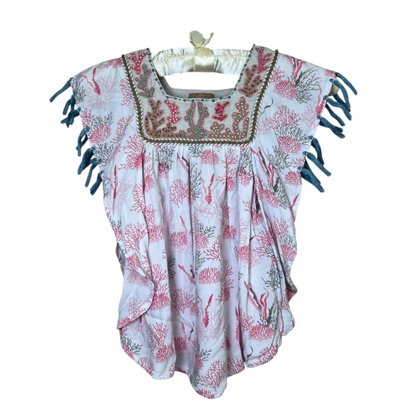 SKEMO Girls Sz 4 Magical Reef Embroidred Beaded Tassel Dress Tunic Top Flutter - Picture 7 of 10